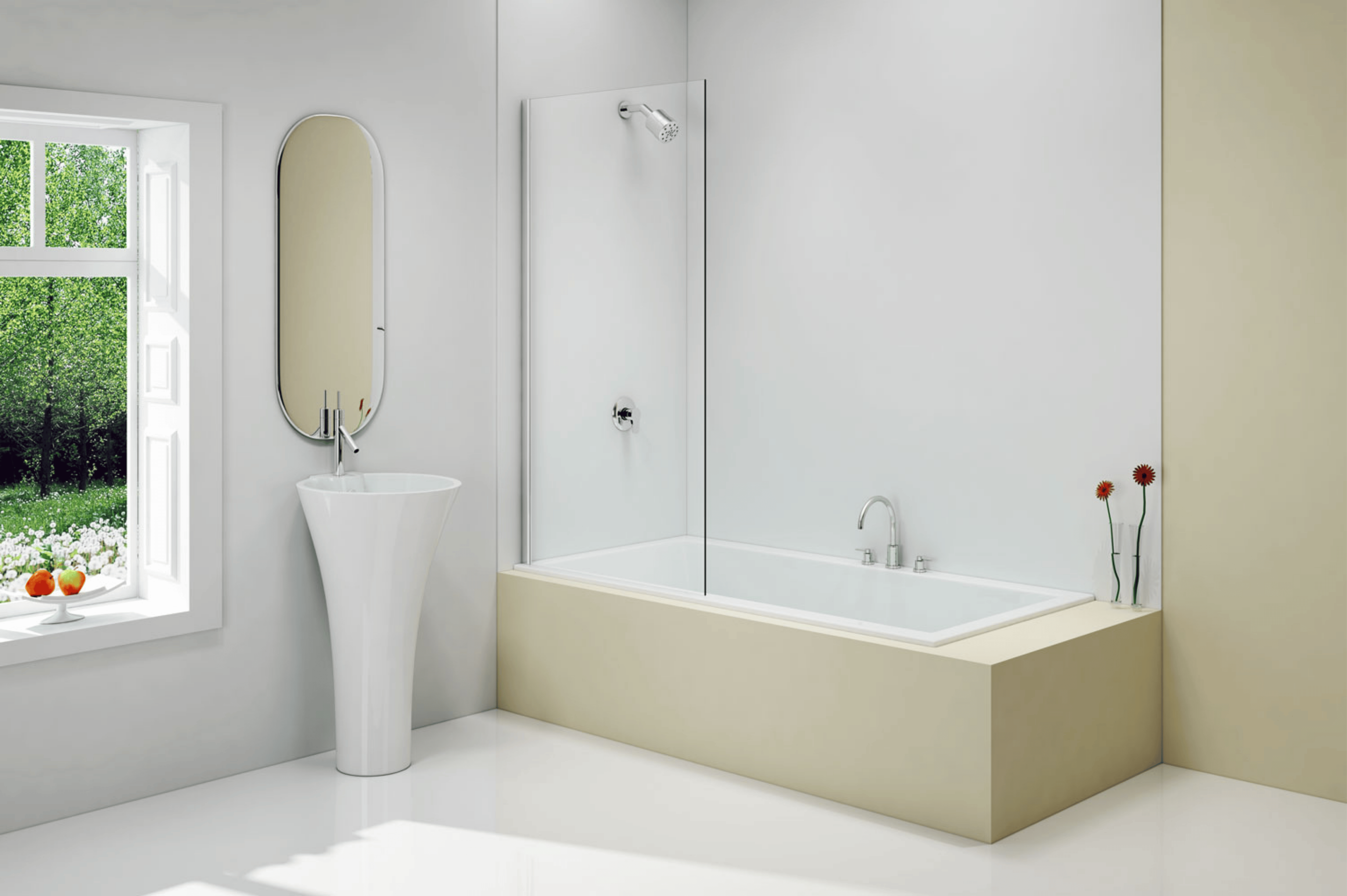 Merlyn Fixed Square Bath Screen - 8mm toughened safety glass