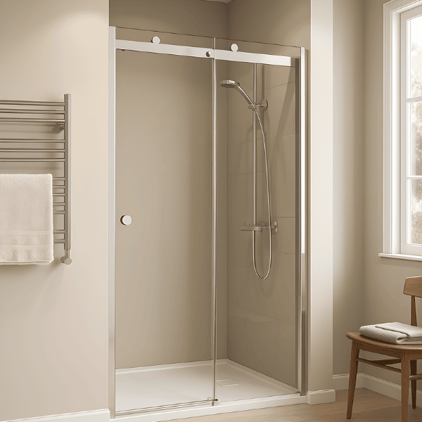Merlyn 10 Series Sliding Door Including MStone Tray 2100mm H x 1100mm W Right Handed - 10mm Glass