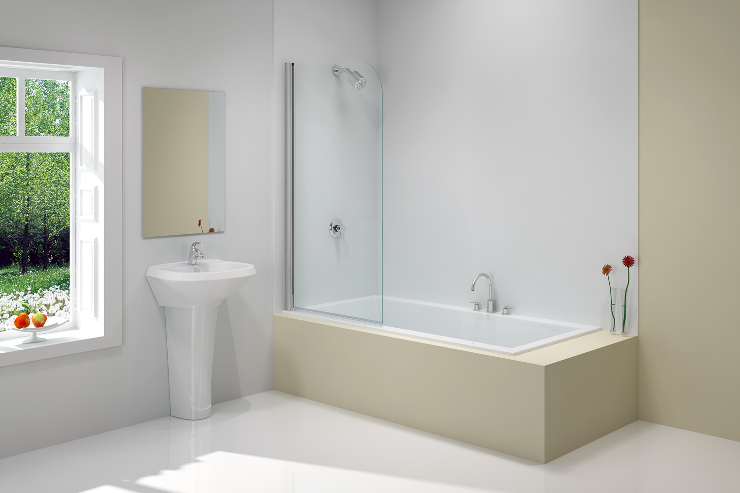 Merlyn Single Bathscreen 1500mm H X 800mm W - 6mm toughened safety glass