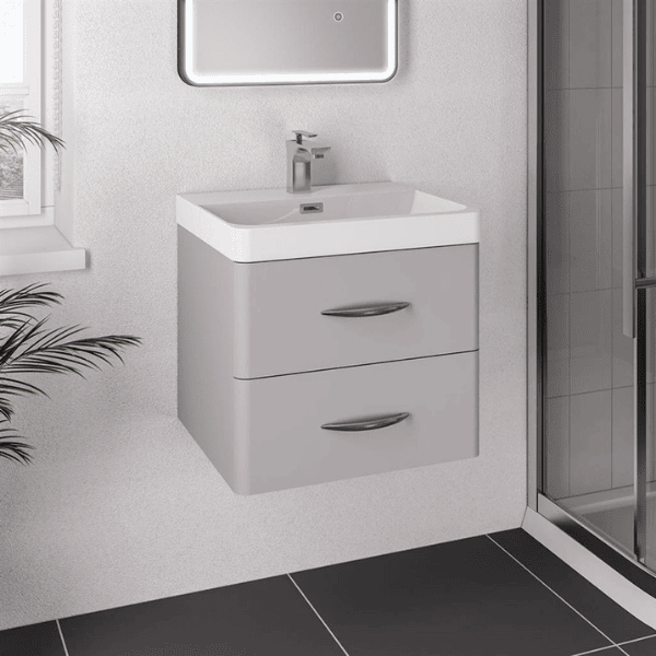 Eastbrook Cavone 60CM 2 Drawer Basin Vanity Unit - Matt Grey