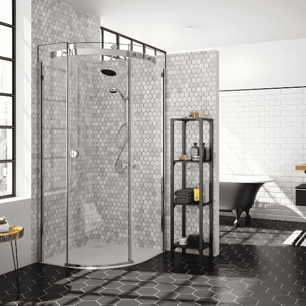 Merlyn 10 Series Single Quadrant Shower Enclosure 800mm x 800mm Right Handed Including MStone Tray - Clear Glass